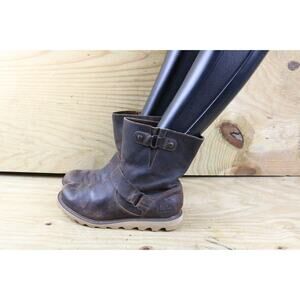 Sorel Boots Womens 8 Brown Leather Scotia Ankle Bootie Waterproof